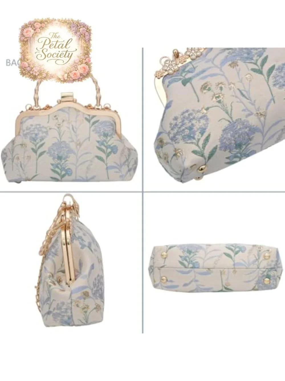 Vintage Chinese Embroidery Jacquard Evening Clutch with Metal Frame